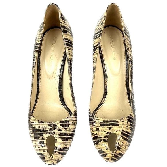 Sergio Rossi Two Tone Water Snake Platform Peep-toe Pumps - Size 40.5 / … - Picture 2 of 13
